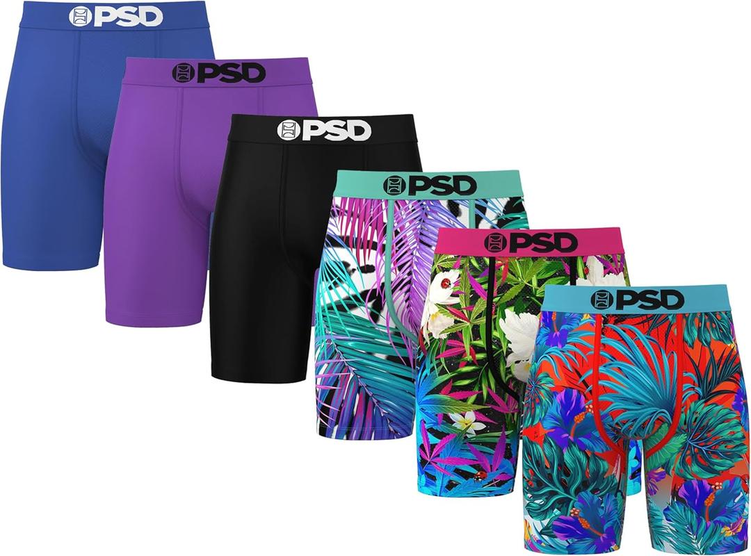 PSD Underwear Mens Boxer Briefs - 6 Pack Boxer Briefs, Standard Length, Soft & Breathable Boxer Briefs for Men (Large)