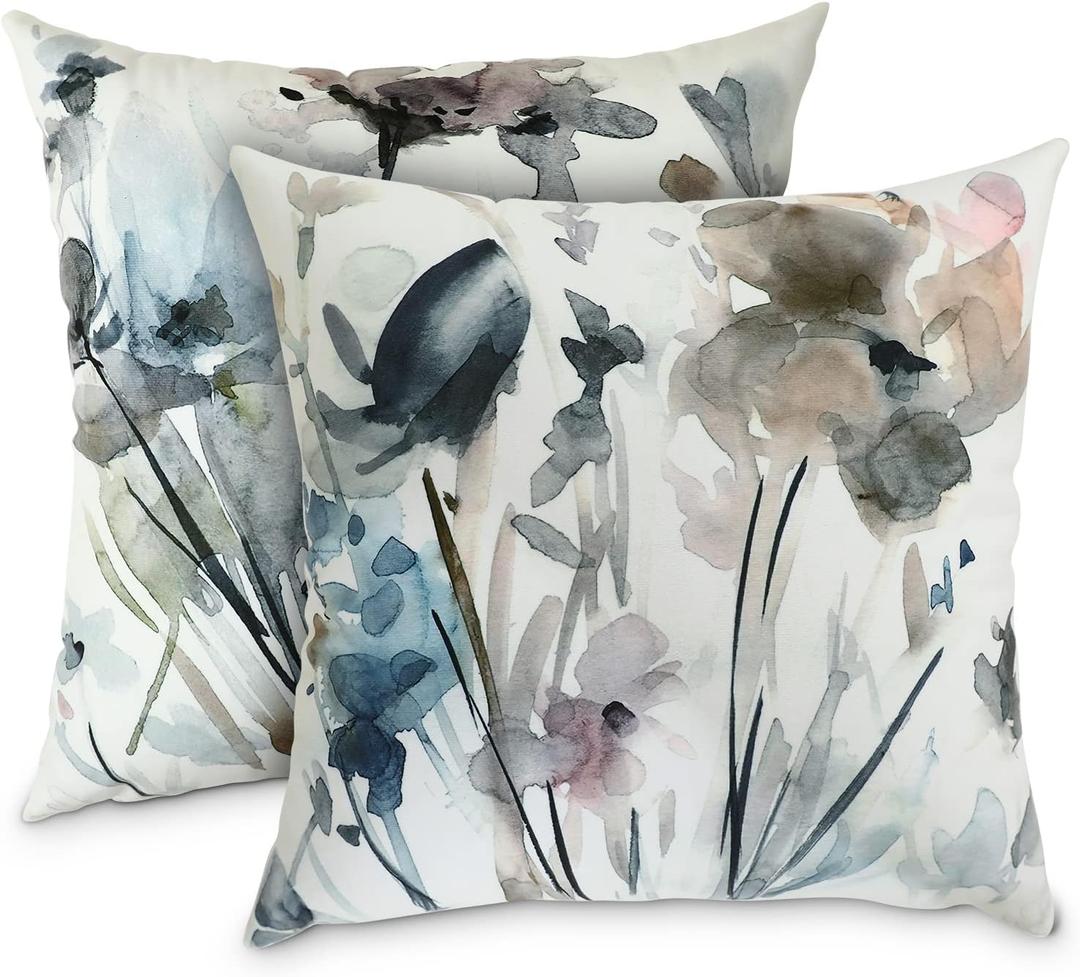 Floral Throw Pillow Covers 20x20 Set of 2 Vintage Watercolor Flower Decorative Pillow Covers Ink Art Style Soft Square Pillowcases for Home Sofa Living Room Bedroom Outdoor Floral Throw Pillow Covers 20x20 Set of 2 Vintage Watercolor Flower Decorative Pillow Covers Ink Art Style Soft Square Pillowcases for Home Sofa Living Room Bedroom Outdoor