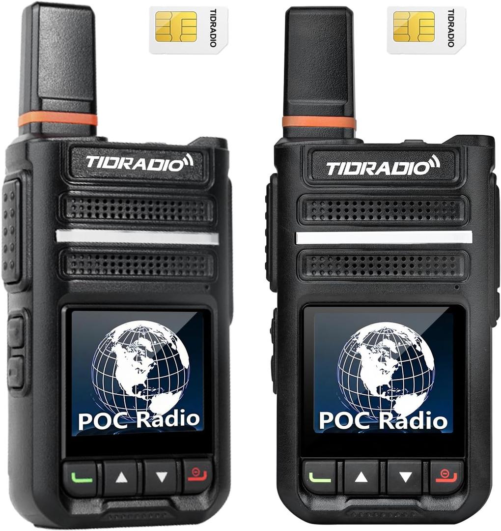 Rapid Poc Radios Unlimited Range, TIDRADIO TD-G18 Global Walkie Talkies Long Range, 4G LTE Nationwide PTT Walkie-Talkie, Long Distance 6000+Miles for Family Logistics Company-2pcs with SIM Card