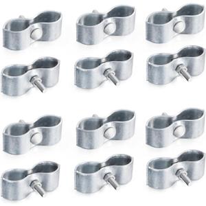 12 Pcs 1-5/8" Chain Link Fence Panel Clamps, Dog Kennel Clamps for 1-5/8" OD Pipe, Galvanized Steel, for Round Pipe Panel Frame, Bolts & Nuts include