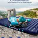 Hikenture Double Sleeping Pad for Camping, Ultralight 4" Extra-Thick Camping Mattress 2 Person, Inflatable Backpacking Sleeping Mat, Hiking Air Mattress for Tent (Navy Footpump 79x47.5in), Semi Double