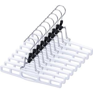 AMKUFO 12 Pack Pants-Hangers Skirt-Hangers, Plastic Pant-Hangers-for-Women Men, Pants-Hangers-Space-Saving, Clamp Hangers-for-Pants Jeans Shorts Tie Belt