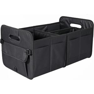 AOKJOY Car Trunk Organizer Car Storage Organizer Collapsible Multi Compartment Car Organizer Adjustable Straps Car Organizer for SUV(Black)