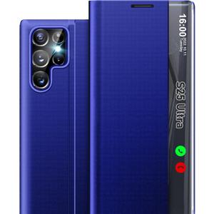 Phone Case for Samsung s25 Ultra 5G, Clear View Window Slim Mirror for S25 Ultra Cover with Kickstand, Leather PC Flip Protective Cover for Samsung Galaxy S25 Ultra 5g Case (Blue)