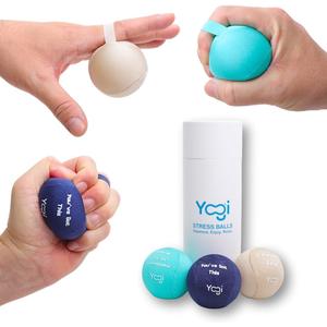 Yogi Stress Ball with Finger Grip Strap  Squeeze Ball for Anxiety Relief & Hand Therapy  Grip Strength Trainer for Adults & Kids, Fidget Toy for Stress Relief, Squishy Sensory Ball