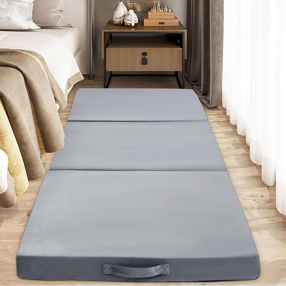 BALAPET Floor Lounger Pillow,Foldable Soft Memory Foam Floor Pillow Portable 3-Piece Folding Pillow with Handle,Suit for Meditation,Playing,Yoga,Reading,Sleeping(Light Gray)