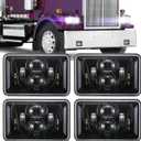 BICYACO 4 PCS DOT 4x6 Inch LED Headlights Rectangular Replacement H4651 H4652 H4656 H4666 H6545 Compatible with Peterbilt Kenworth Freightliner Ford Probe Oldsmobile Cutlass