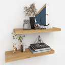 Oak Floating Shelves for Wall24in Wall Mounted Display Ledge Shelves Perfect for Bedroom, Bathroom, Living Room and Kitchen Decoration Storage (Oak, Set of 2)