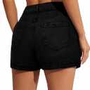 BISUAL Denim Skort for Women High Waist Ripped Mini Denim Skirt Casual Distressed Stretch Women Jean Skirt (Black, XXL)