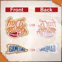 12pcs Game Day Patches, 2 Styles Polyester Thread Gold Edges Sports Iron On Patches Creative Embroidery Appliques for DIY Clothes Hats Pants Backpacks (3 Colors)