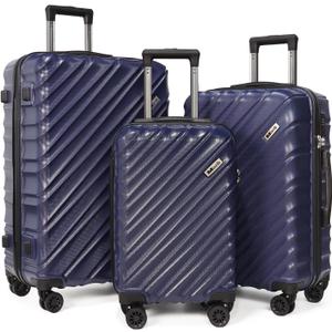 Luggage Sets Suitcases with Wheels Suitcase set Hardshell Luggage sets Clearance Luggage sets with TSA Lock 20/24/28 Inch Luggage Lightweight Suitcases with Wheels (Navy Blue) Set of 3