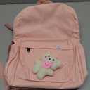 Aesthetic Backpack Cute Backpack School Supplies Laptop Bag for Teens Girls Women Students Solid Color (Pink)