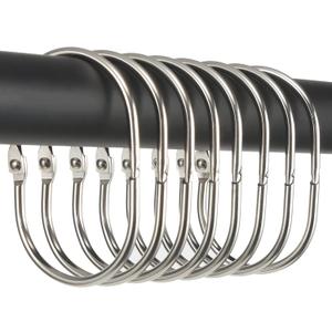 Goowin Shower Curtain Rings, 12 Pcs Shower Curtain Hooks, Oval Snap Shower Rings for Curtain, Metal Shower Curtain Rings Rust Proof, Glide Smoothly Shower Hooks for Shower Curtain Rod (Nickel)