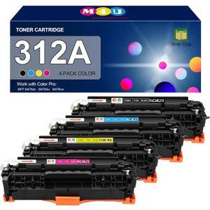 312A Remanufactured Toner Cartridges 4 Pack (with Chip) Replacement for 312A Toner Cartridge Color Laser Pro MFP M476 Series M476dn M476dw M476nw Printer (Black, Cyan, Magenta, Yellow)