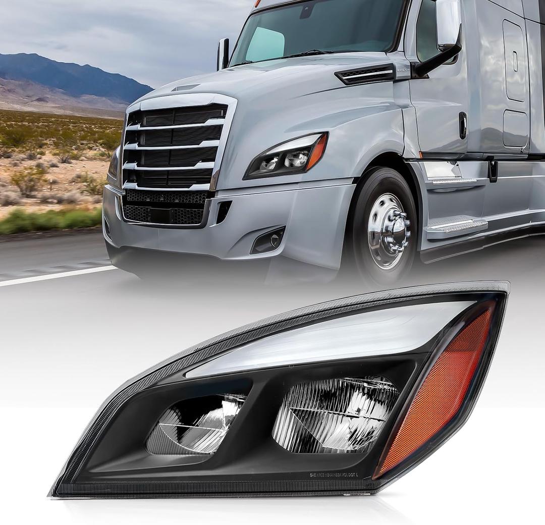 JFN Led Headlights Compatible with 2018-2023 Cascadia, Reflector Cascadia Headlamps, Pair Set, Black Housing, Tailored for Elite Models(Driver Side (Left))
