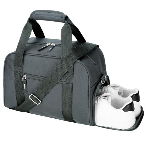SeaRock 14 inch Small Gym Bag for Men & Women, Mini Duffle Bag with Shoe Compartment, Carry On Duffel Bag for Travel Sports, Dark Grey