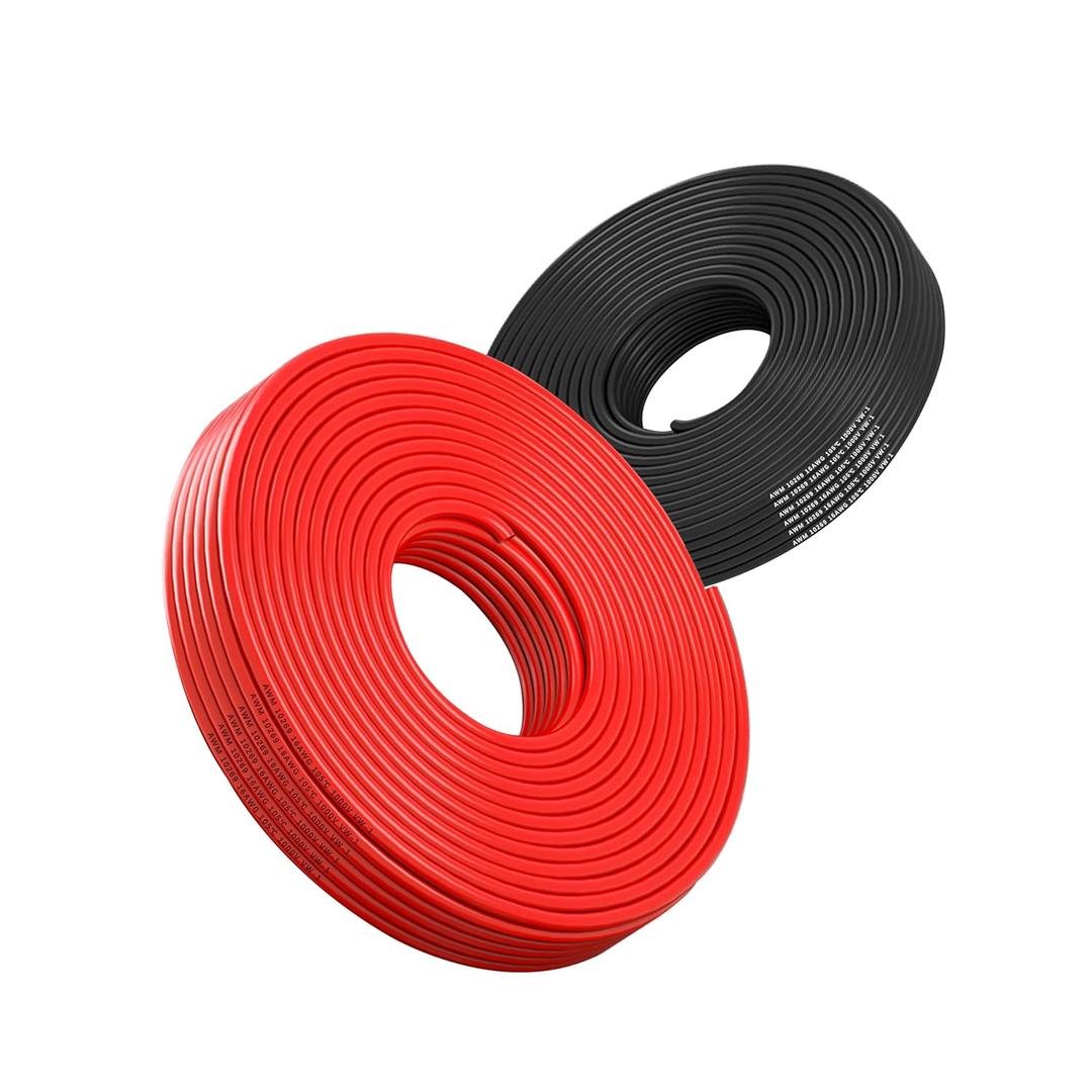 16 Gauge Flexible Electrical Wire 100FT Black and 100FT Red Extension Cable 16AWG Stranded Oxygen Free Copper Wire for Automotive Solar Panel led Lamps Strip Lighting Marine Boat Battery(16/2-100FT)