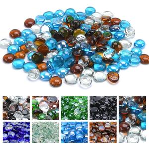 GasSaf Blended Fire Glass Beads for Outdoor Fire Pit, Fireplace, Replaces Existing Gas Logs & Lava Rocks, 3/4 Inch Glass(20 Pound)(Caribbean Blue, Amber, Crystal Clear Luster)