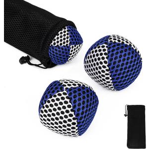 AHIER 3 Packs Juggling Balls for Beginners and Professionals Set with Storage Bag, 4.2 oz Soft Colorful Juggling Balls Starter Set for Developing Motor Coordination and Juggle Skills (Blue - White)