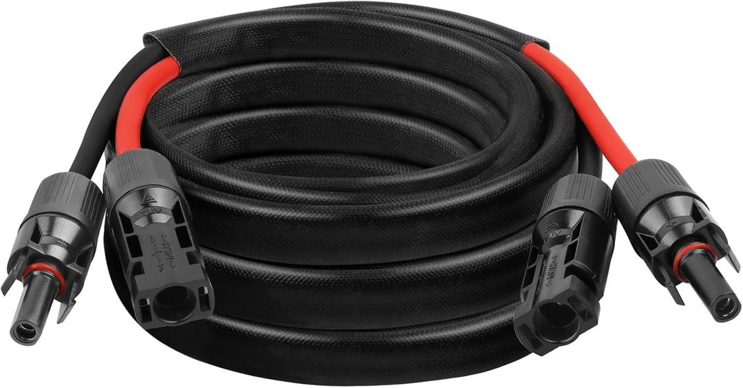 10AWG Solar Cable - 10FT Solar Panel Extension Cord 10 Gauge PV Wire with Flame Retardant Protective Sleeving Female & Male Waterproof Connector for RV, Photovoltaic Systems, Solar Panels (10 Feet)