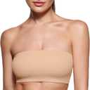 INLYRIC Women's Inbarely Strapless Bandeau Bra Bralette Tube Top Seamless Comfortable Stretchy Non Padded Bras Tops (Medium, Warm Beige - Going Up One Size)