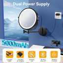 5000mAh Rechargeable Wall Mounted Lighted Makeup Mirror, 9'' 30X/1X Double-Sided Magnifying Mirror with Light, Bathroom Mirror Touch Dimmable 3 Colors 360° Rotation Extended Arm, Power Adapter