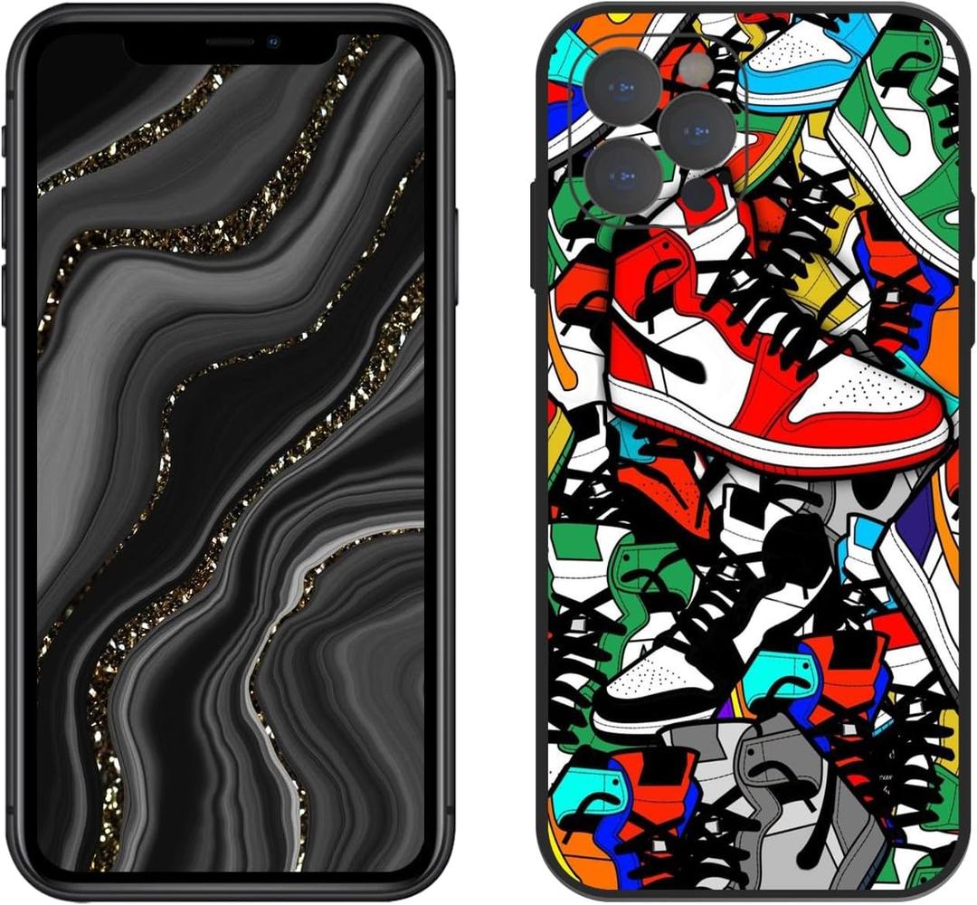 Compatible with iPhone 16 Pro Case for Cool Boys and Men, Basketball Shoes Sneaker Cute Aesthetic Color Ways Soft TPU Cute Funny Glossy Cover Graphics Sports Design