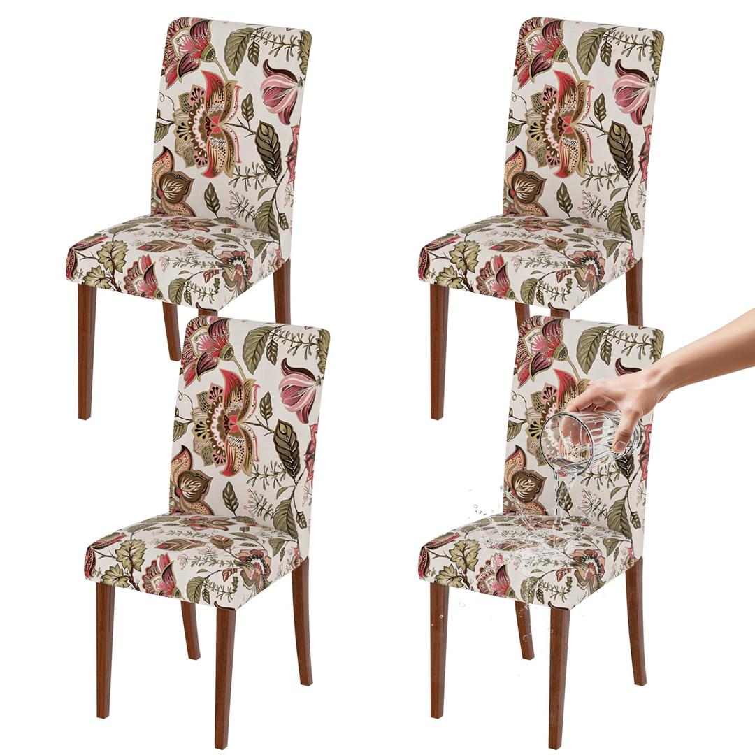 Gdmhy Stretch Dining Chair Covers Set of 6,Floral Print Chair Covers,Soft Removable Washable,Pet Friendly Furniture Protector,Universal Chair Slipcovers for Home, Kitchen,Ceremony Dining Room Seat