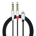Enbiawit Lightning to Dual 6.35mm Mono Stereo Y-Cable Splitter Lightning to Dual 1/ 4 inch Audio Cable Compatible for iPhone14/ 13/ 12/ 11/ X/ XS/ XR/ 8/ 7/ iPad, Amplifier, Speaker, Headphone, Mixing Console