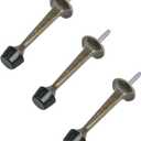 HOMOTEK 3 Pack Heavy Duty Solid Rigid Door Stop with Soft Rubber Tip, Zinc Die Cast Door Stopper Protect Wall & Door,Antique Brass