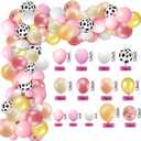 Pink Cow Party Decorations 148PCS Cow Balloons Garland Include High Chair Banner Boxes Cutout MOO MOO Banners for Boys Girls Farm Animal Themed Baby Shower Birthday Party Decorations Supplies