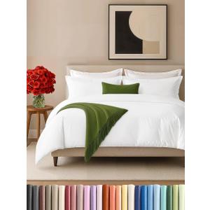 Duvet Cover King Size Set - Extra Soft King Size Duvet Cover 104 x 90 with 2 Pillow Shams - Hotel Luxury, Easy Care and Fade Free with Zipper Closures & Ties - Comfy, Breathable Bedding Set (White) (01 - White (No Comforter))