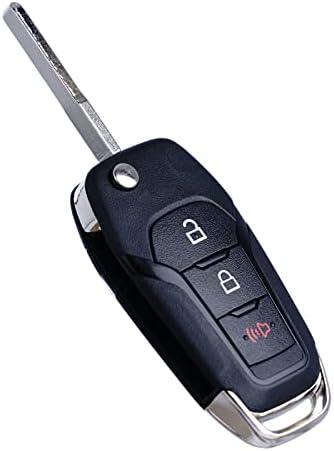 MechanMagic Flip Key Fob Replacement Compatible for Ford F-150 F-250 F-350 2015-2022 Explorer (2016-2022) F-350 F-450 Ranger Ecosport Bronco Ignition Key Keyless Entry Remote N5F-A08TAA
