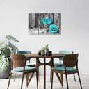 Artsbay Kitchen Wall Art Blue and Black Wall Decor Wine and Rose Canvas Picture Painting Vintage Artwork Sweet Life for Bar Dining Room 16 x 24inches