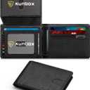 RUNBOX Wallet for Men Slim Rfid Leather 2 ID Window With Gift Box | Slim, Rfid, 2 ID Window, With Gift Box, Slim, Rfid (Black-Vegetable tanned leather)