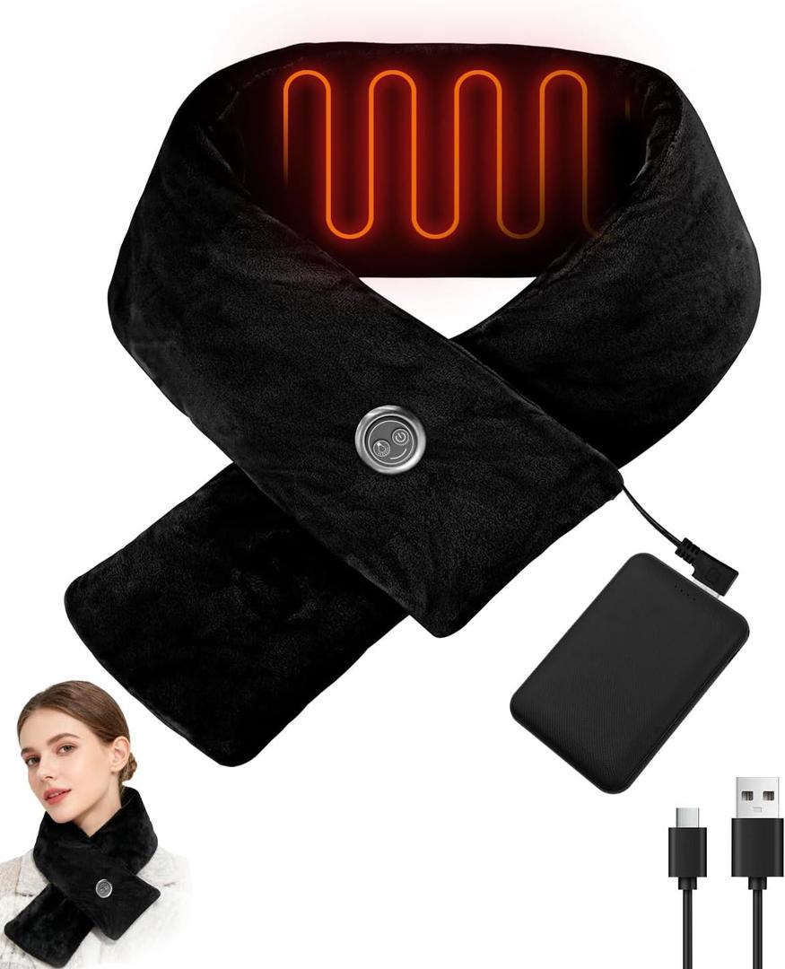 Heating Pad for Neck, 5000Amh Heated Scarf Rechargeable with Light Button, 3 Heating Levels Heated Neck Wrap for Pain Relief, Electric Heated Pad for Adults, Valentine's Day Gifts