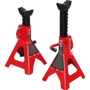 BIG RED TAM43002A Torin Steel Jack Stands: Double Locking, 3 Ton (6,000 lb) Capacity, Red, 1 Pair