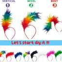 2 x 1920s Feather Fascinator Headband for Women Kentucky Derby Headpiece Fascinator Hats for Cocktail Wedding Tea Party (Mardi Gras)