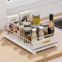 Under Sink Organizer, Single Tier Metal Pull Out Sliding Drawer Shelf for Kitchen Bathroom Cabinet Storage, Sturdy Rack  White