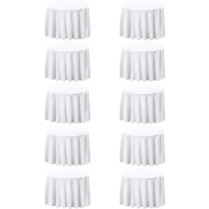 Surmente 10 Pack White Tablecloth for Round Tables, 132-inch Round Table Cloths for Weddings, Banquets, or Restaurants
