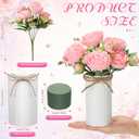 Domensi 6 Sets Wedding Floral Centerpiece for Table Decor, Artificial Peonies Silk Flowers Bouquet with Flower Foam and Metal Vase Faux Floral Arrangement for Bridal Shower Tea Party (Light Pink)