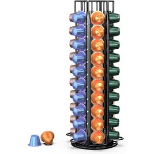 Coffee Pod Holder for Nespresso OriginalLine, Coffee Pod Storage Organizer 360 Degree Rotatable Capsules Carousel for Nespresso, for Home Bar Countertop (60 pods)