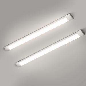 2 Packs 4FT LED Batten Light, Ultra-Thin Slim Ceiling Surface Mounted Light, 40W, 4000K, IP20, LED Ceiling Lamp for Garage, Shop, Hallway, Office, Market