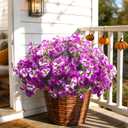 Grunyia Outdoor Artificial Flowers 16Pcs Fake Pansy Silk Flowers UV Resistant, Lifelike Faux Pansies for Planters Window Boxes Porch Garden Decor (Purple & Fuchsia)
