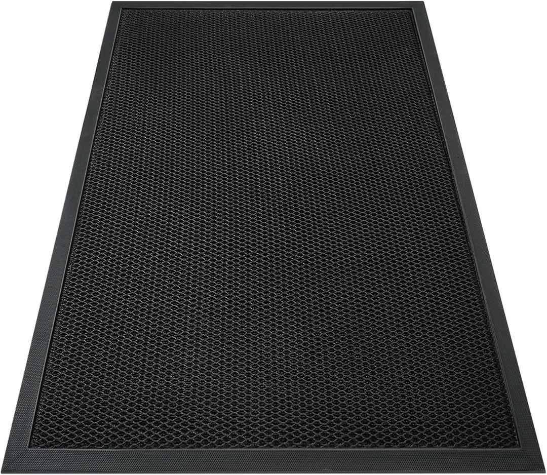 TANYOYO 3' X 4'Ft (36×48) Commercial Heavy Duty Rubber Mesh Door Mat – Waterproof Non-Slip Dirt Trapper for Mall Entrance, Patio, Garage & High Traffic Walkways, Black Outdoor Commercial Welcome Mat