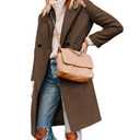 Tanming Women's Notch Lapel Double Breasted Wool Blend Mid Long Pea Trench Coat (Brown-XL)