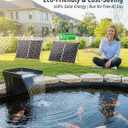 POPOSOAP Solar Pond Waterfall with 120W Solar Panel & 1600GPH Pond Pump, 10 Ft Corrugated Tubing, Filter Media, Pond Waterfall Kit for Outdoor Garden Pond, Streams P510X