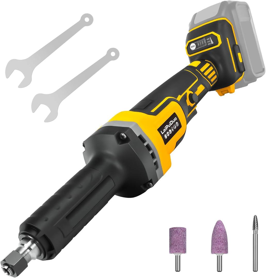 Cordless Die Grinder for Dewalt 20V Battery, 4 Speed Brushless Die Grinder, 0.24" Chuck, 25000RPM Power Motor for Grinding,Rust Removal,Polishing,Deburring