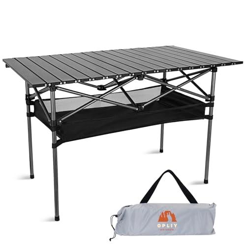Opliy Portable Folding Camping Table for 4-6 Persons Aluminum Collapsible Table Lightweight with Carry Bag for Camping, Hiking, Picnics, BBQ, Beach Trips & Tailgating