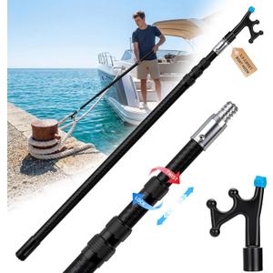 Tdrynl 13 Ft Fiberglass Telescoping Boat Hook for Docking, Insulated Floating Push Pole with Non-Slip Rubber Tip, Scratch-Resistant & Sturdy, Lightweight, 3/ 4" Thread Screw End